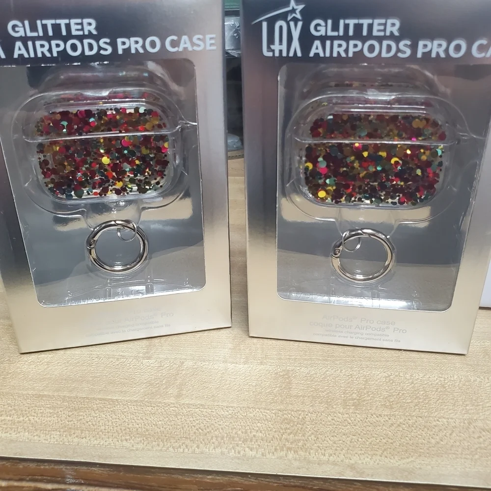 Colorful Glitter AirPods Pro Case with Keychain